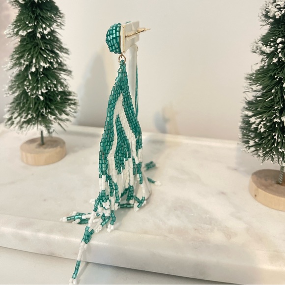 NEW/ Free People, Beaded Fringe Dangle Earrings - Picture 4 of 4